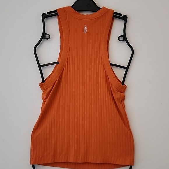 Free People Movement Vibrant Orange Ribbed Racer Tank Top S (Bx15) - Picture 3 of 6